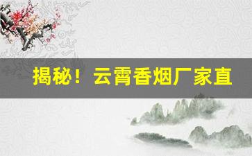 揭秘！云霄香烟厂家直销香烟总仓“孚尹明达”