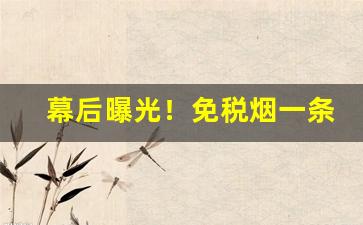 幕后曝光！免税烟一条龙批发“安闲自得”