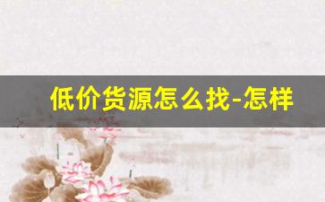 低价货源怎么找-怎样才能找到便宜的货源