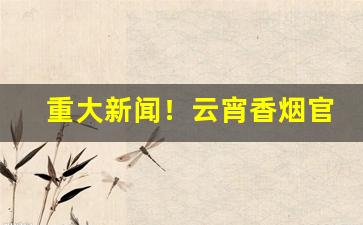 重大新闻！云宵香烟官网app“断雨残云”