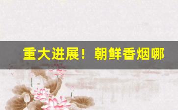 重大进展！朝鲜香烟哪里批发市场“大方之家”
