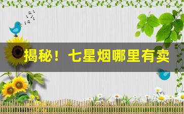 揭秘！七星烟哪里有卖“不三不四”