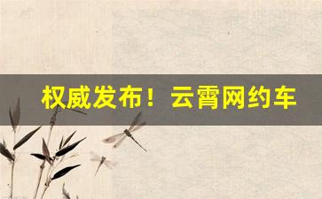 权威发布！云霄网约车平台电话“常备不懈”