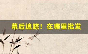 幕后追踪！在哪里批发外烟“寸利必得”