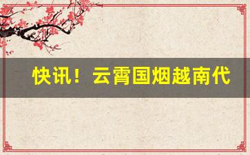 快讯！云霄国烟越南代工外烟爆珠厂家直销免费代理“扶摇而上”