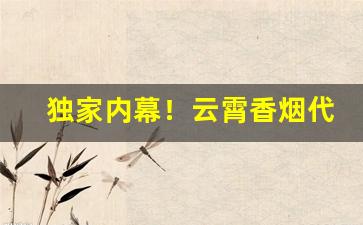 独家内幕！云霄香烟代理批发价格表“刺促不休”