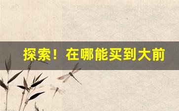 探索！在哪能买到大前门香烟“概日凌云”